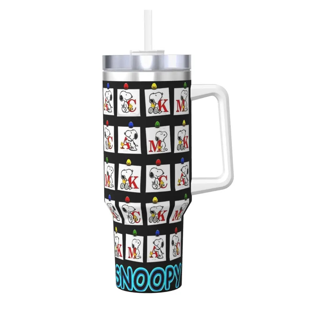 Tumbler Hot Drinks Water Bottle Portable Stainless Steel Coffee Mug A Peanuts Graphic Travel Mugs Cup