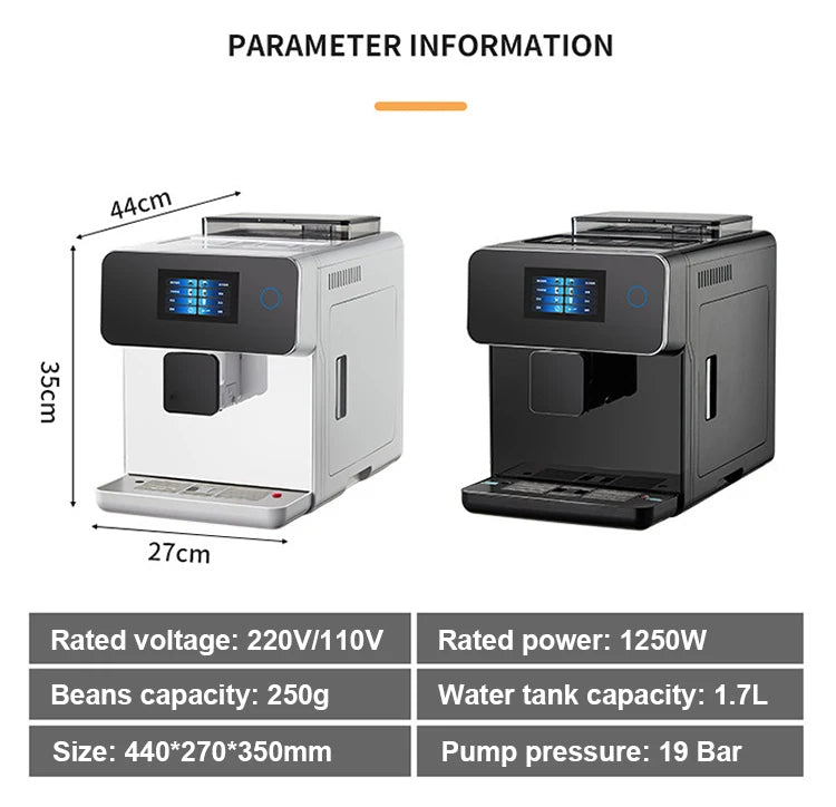 Kitchen Cappuccino Kapuchinator Machine Milk Foam Bubble Frother Automatic Italian Espresso Cafe Maker With Coffee Beans Grinder