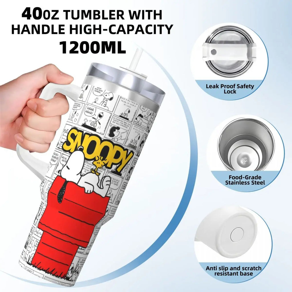 Tumbler Hot Drinks Water Bottle Portable Stainless Steel Coffee Mug A Peanuts Graphic Travel Mugs Cup