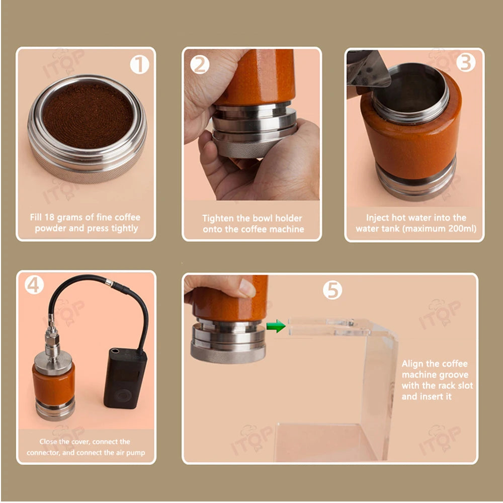 ITOP Pneumatic Coffee Machine 58mm Camping Espresso Coffee Maker With Flow Control Value Pre-brewing Function