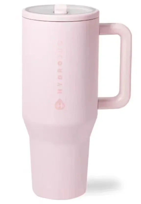 Tumbler Thermos with Handle and Simple Flip-top Straw Car Cup Holder Portable Leak-proof Vacuum Water Bottle 32 Oz